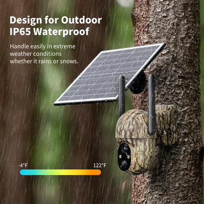 Professional Solar Outdoor Surveillance Camera with 4G LTE Connectivity, 2K Full Color Night Vision, 360° Coverage, AI Human Detection, IP65 Waterproof Rating, Unlimited Data Activation Required, Wall Mountable