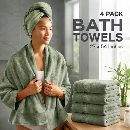 Utopia Towels 4 Pack Bath Towels, 27X54 Inch, 100% Ring Spun Cotton, Soft, Highly Absorbent & Quick Dry Bathroom Towels