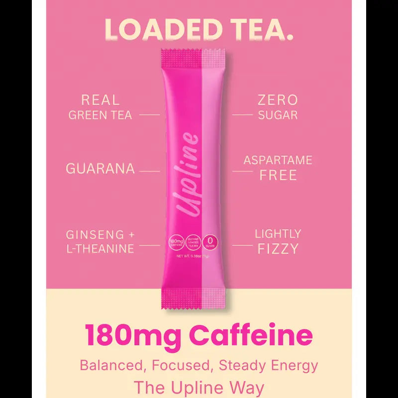 Upline Instant Loaded Tea Mix - Single Pack Multi Flavor, High Caffeine Content, Low Calorie, Low Carb, Sugar-Free, Aspartame-Free, Lightly Carbonated