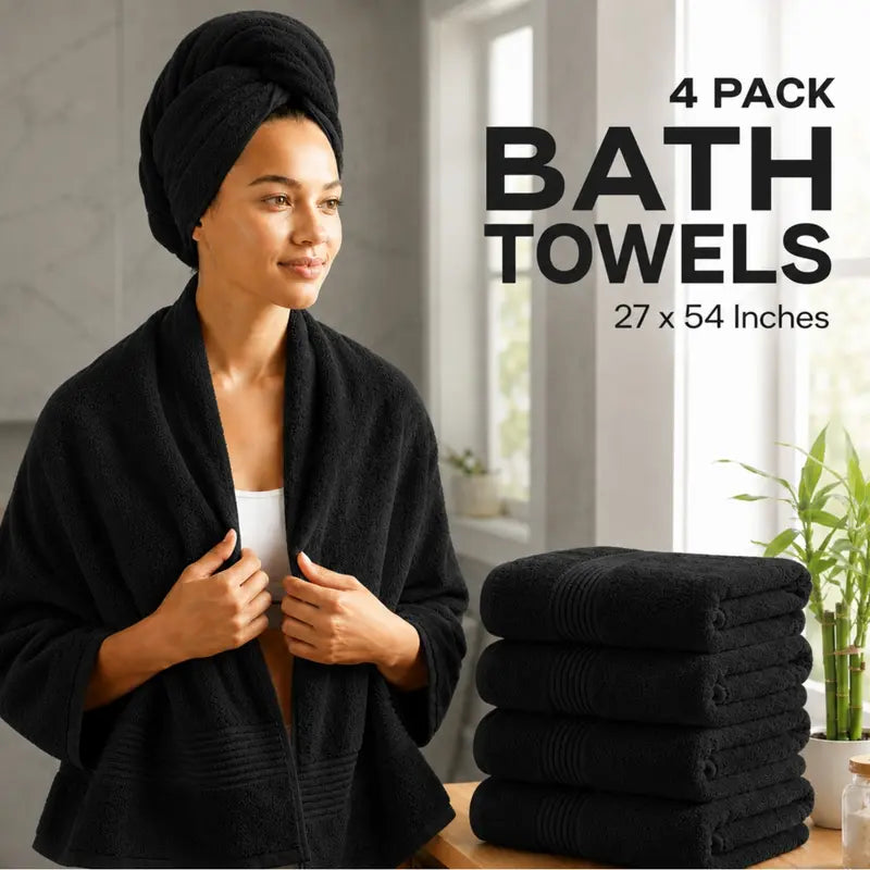 Utopia Towels 4 Pack Bath Towels, 27X54 Inch, 100% Ring Spun Cotton, Soft, Highly Absorbent & Quick Dry Bathroom Towels
