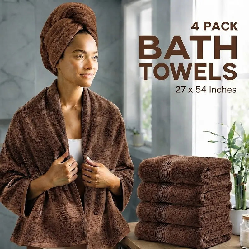 Utopia Towels 4 Pack Bath Towels, 27X54 Inch, 100% Ring Spun Cotton, Soft, Highly Absorbent & Quick Dry Bathroom Towels