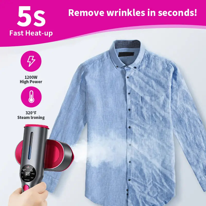 Dr. Flash Portable Handheld Garment Steamer with LED Display, Fast Heating, 7 Steam Modes, 90° Swivel Handle, One-Button Operation, Ideal for Travel and Gifting