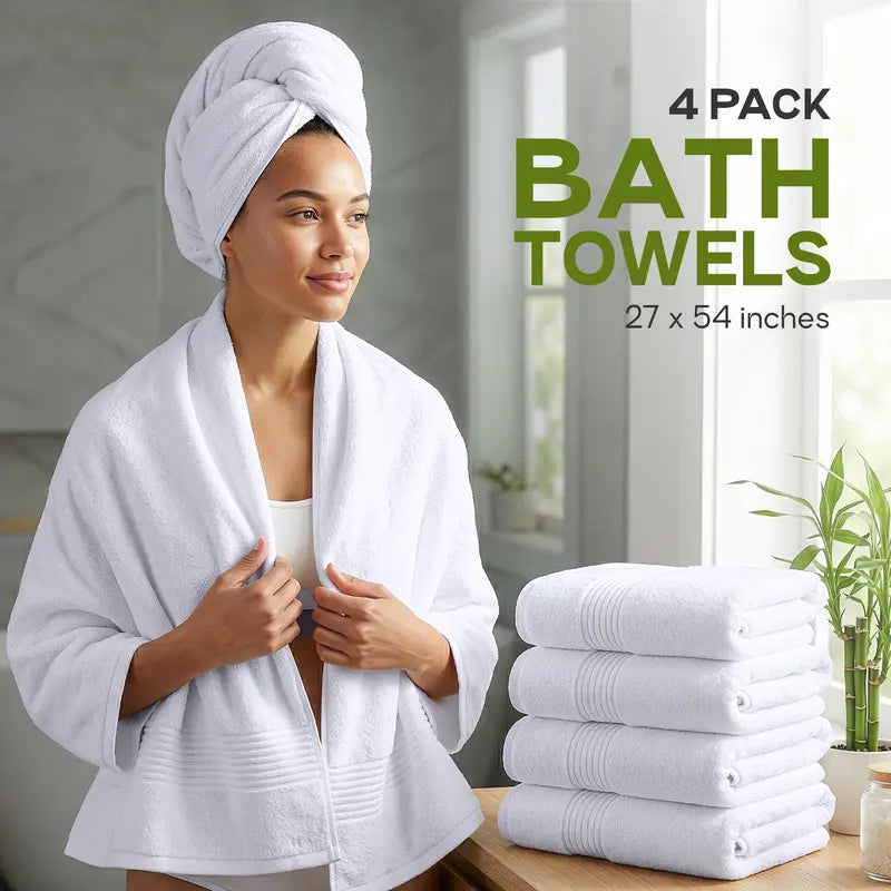 Utopia Towels 4 Pack Bath Towels, 27X54 Inch, 100% Ring Spun Cotton, Soft, Highly Absorbent & Quick Dry Bathroom Towels