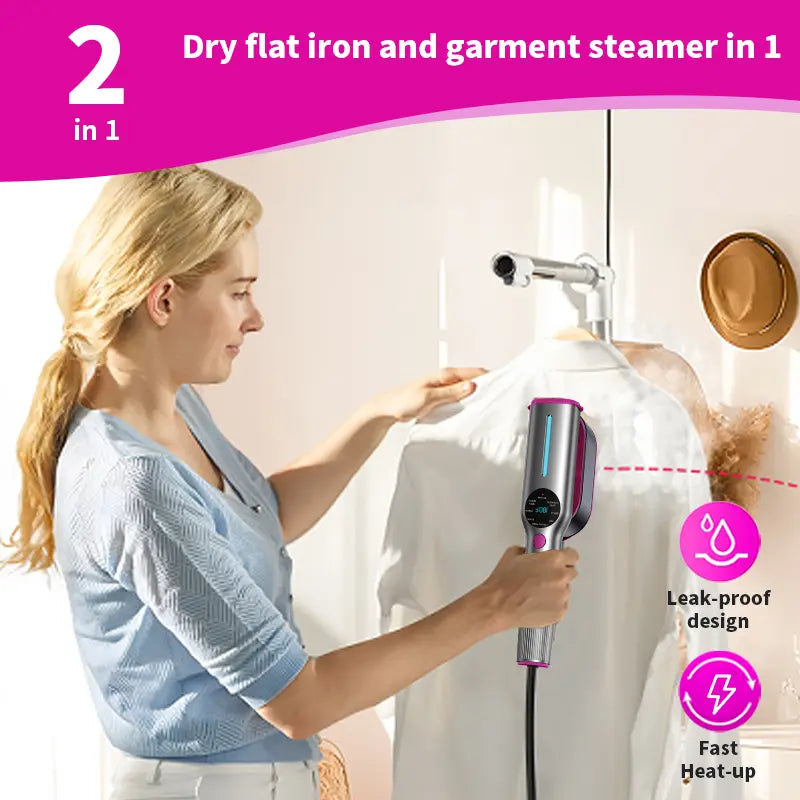Dr. Flash Portable Handheld Garment Steamer with LED Display, Fast Heating, 7 Steam Modes, 90° Swivel Handle, One-Button Operation, Ideal for Travel and Gifting