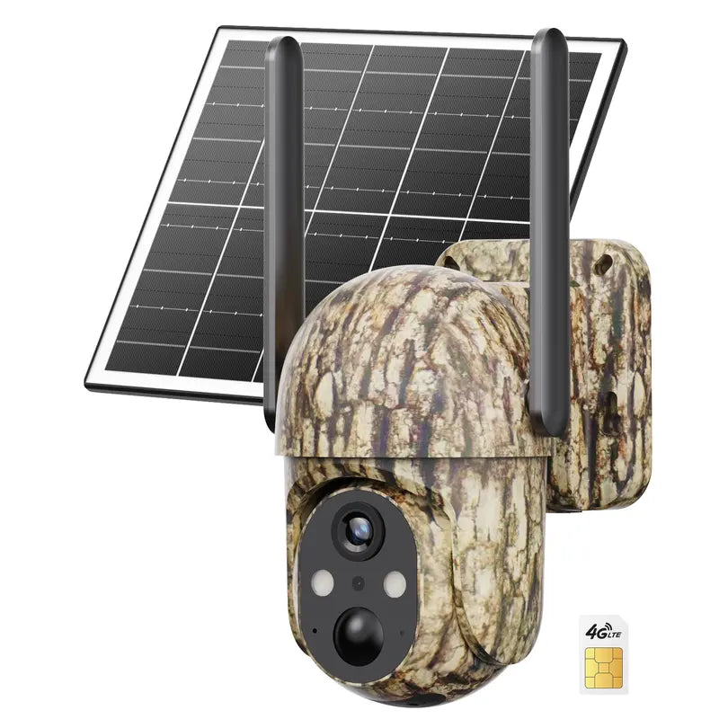 Professional Solar Outdoor Surveillance Camera with 4G LTE Connectivity, 2K Full Color Night Vision, 360° Coverage, AI Human Detection, IP65 Waterproof Rating, Unlimited Data Activation Required, Wall Mountable