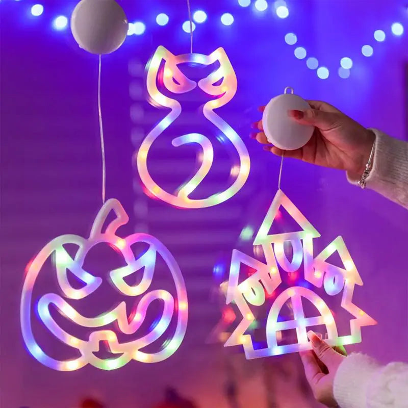 Halloween Decorative Fairy Lights - Window Silhouette Illumination for Festive Decor
