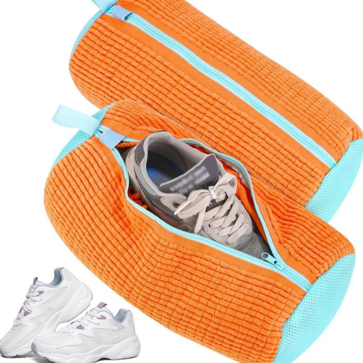 Shoe Laundry Bags for Washing Machine - Durable Polyester Zipper Bags for Sneakers, Clothes, and Socks - Anti-Deformation Compact Storage Accessories