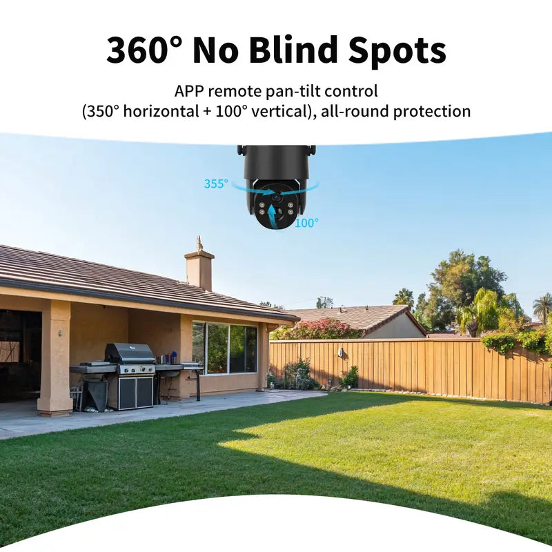 4G Solar-Powered Digital Security Camera with 4MP HD Lens, Color Night Vision, Built-In Cellular Card, Remote Monitoring, IP65 Weather Resistance, No Wi-Fi Required for Outdoor Use (Activation of 4G LTE Data Service Needed)