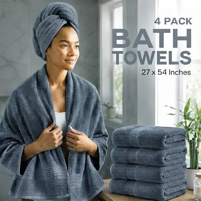 Utopia Towels 4 Pack Bath Towels, 27X54 Inch, 100% Ring Spun Cotton, Soft, Highly Absorbent & Quick Dry Bathroom Towels