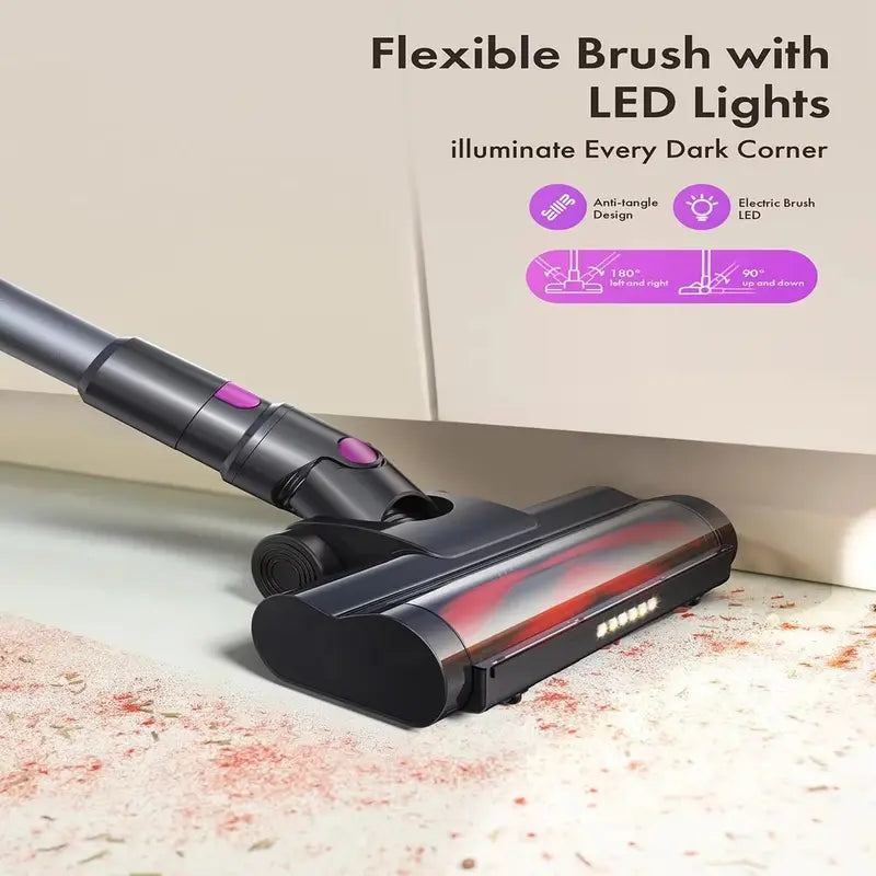 Cordless Vacuum Cleaner,23Kpa 48Mins Powerful Suction Vacuum LED Display,Lightweight Stick for Hardfloor/Carpet/Pet Hair
