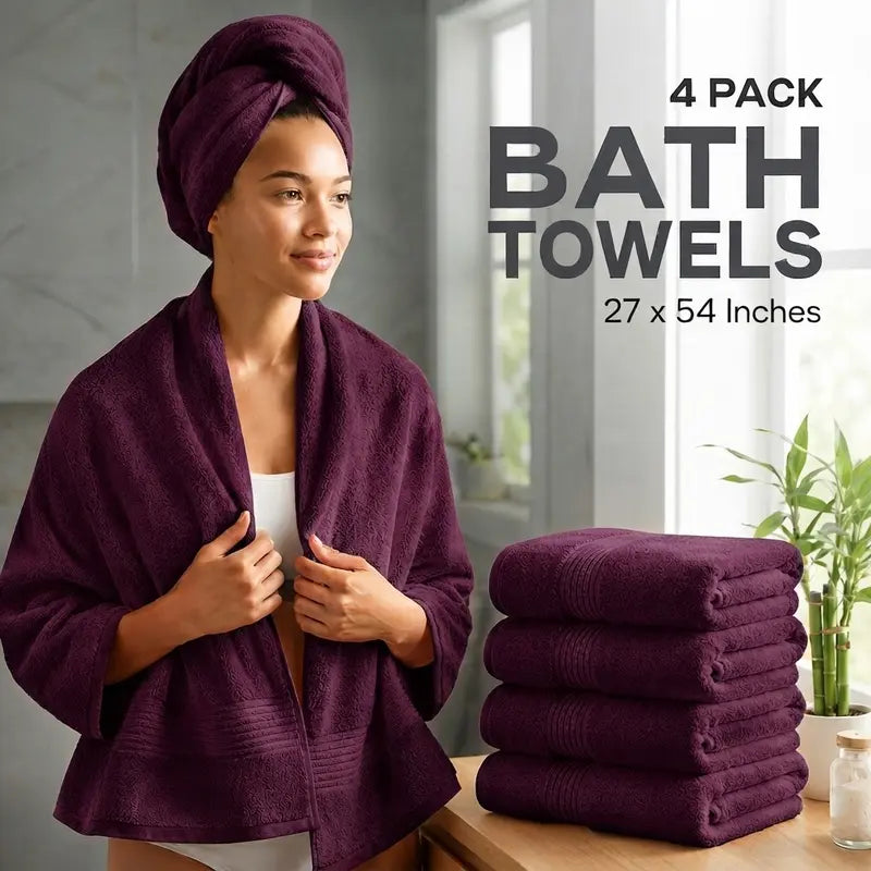 Utopia Towels 4 Pack Bath Towels, 27X54 Inch, 100% Ring Spun Cotton, Soft, Highly Absorbent & Quick Dry Bathroom Towels