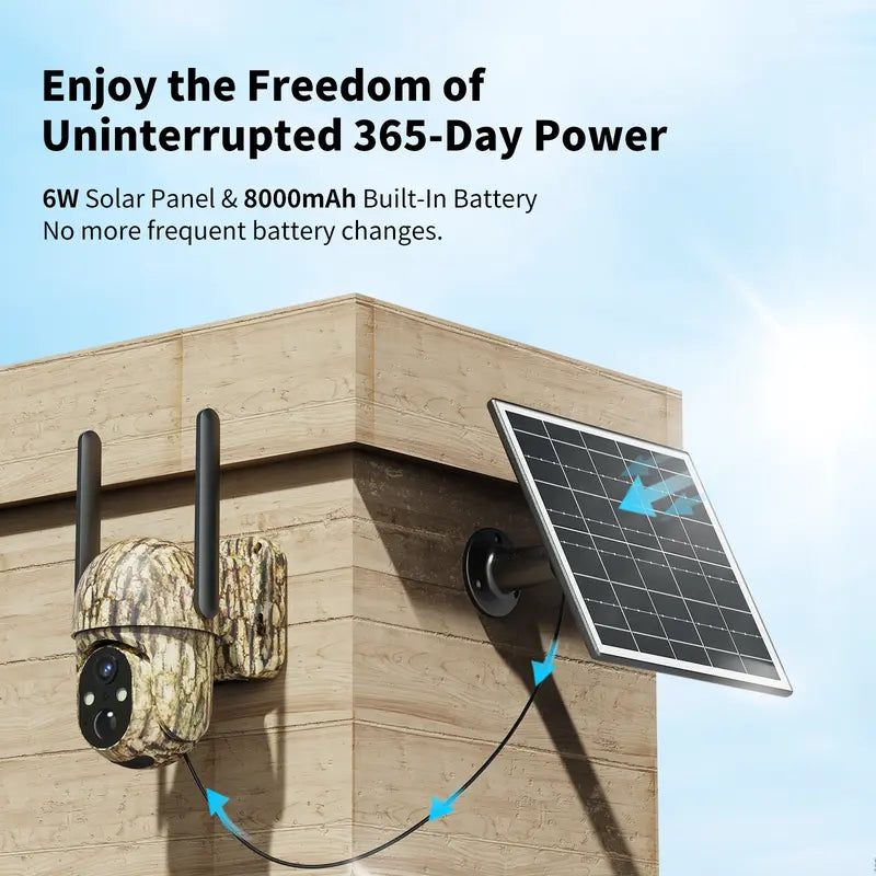 Professional Solar Outdoor Surveillance Camera with 4G LTE Connectivity, 2K Full Color Night Vision, 360° Coverage, AI Human Detection, IP65 Waterproof Rating, Unlimited Data Activation Required, Wall Mountable