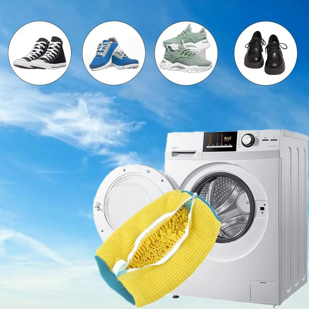Shoe Laundry Bags for Washing Machine - Durable Polyester Zipper Bags for Sneakers, Clothes, and Socks - Anti-Deformation Compact Storage Accessories