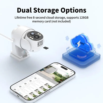 4G Solar-Powered Digital Security Camera with 4MP HD Lens, Color Night Vision, Built-In Cellular Card, Remote Monitoring, IP65 Weather Resistance, No Wi-Fi Required for Outdoor Use (Activation of 4G LTE Data Service Needed)