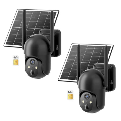 Professional Solar Outdoor Surveillance Camera with 4G LTE Connectivity, 2K Full Color Night Vision, 360° Coverage, AI Human Detection, IP65 Waterproof Rating, Unlimited Data Activation Required, Wall Mountable