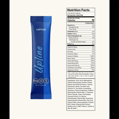 Upline Instant Loaded Tea Mix - Single Pack Multi Flavor, High Caffeine Content, Low Calorie, Low Carb, Sugar-Free, Aspartame-Free, Lightly Carbonated