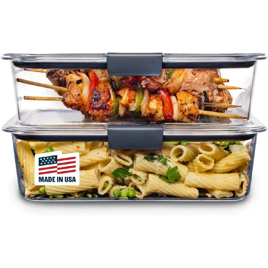 Brilliance Bpa-Free Food Storage Containers with Lids, Airtight Clear Set of 2 (9.6 Cup), Ideal for Lunch, Meal Prep, and Leftovers