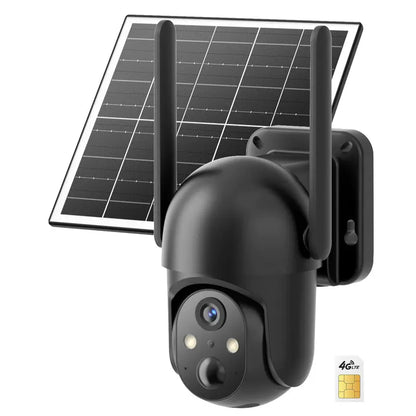 4G Solar-Powered Digital Security Camera with 4MP HD Lens, Color Night Vision, Built-In Cellular Card, Remote Monitoring, IP65 Weather Resistance, No Wi-Fi Required for Outdoor Use (Activation of 4G LTE Data Service Needed)