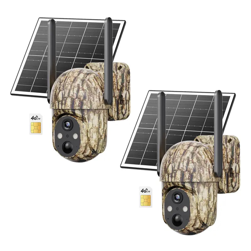 Professional Solar Outdoor Surveillance Camera with 4G LTE Connectivity, 2K Full Color Night Vision, 360° Coverage, AI Human Detection, IP65 Waterproof Rating, Unlimited Data Activation Required, Wall Mountable