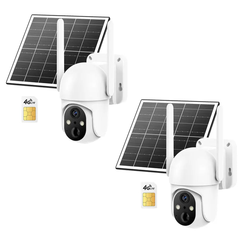 Professional Solar Outdoor Surveillance Camera with 4G LTE Connectivity, 2K Full Color Night Vision, 360° Coverage, AI Human Detection, IP65 Waterproof Rating, Unlimited Data Activation Required, Wall Mountable