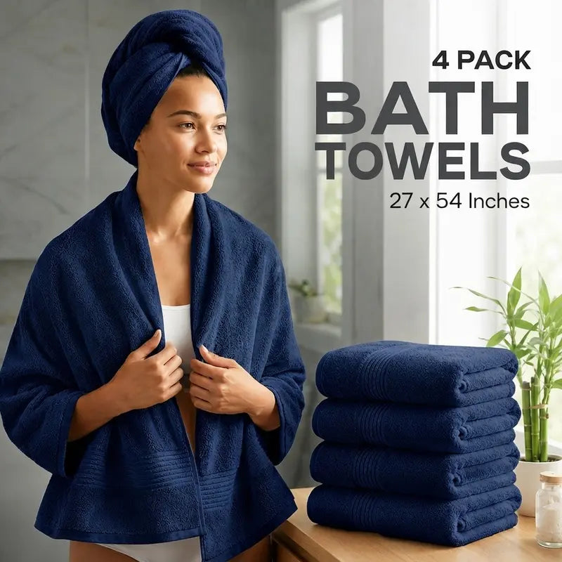 Utopia Towels 4 Pack Bath Towels, 27X54 Inch, 100% Ring Spun Cotton, Soft, Highly Absorbent & Quick Dry Bathroom Towels