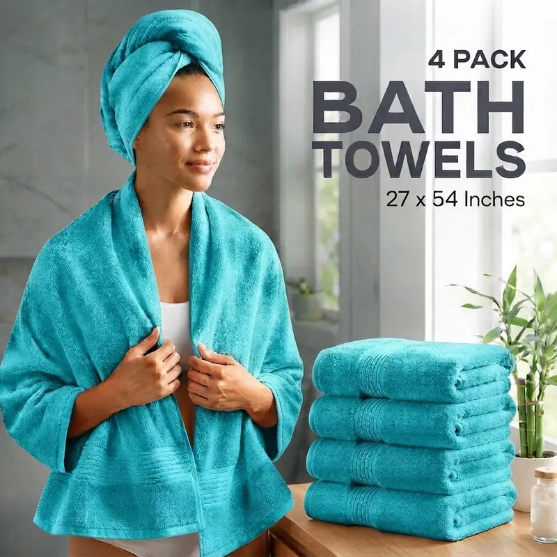 Utopia Towels 4 Pack Bath Towels, 27X54 Inch, 100% Ring Spun Cotton, Soft, Highly Absorbent & Quick Dry Bathroom Towels